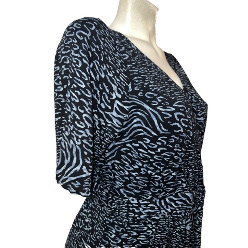 Fresh Produce Midi‎ Dress Womens Sz L Blue Animal Print Summer Knit Sundress USA - Picture 3 of 10